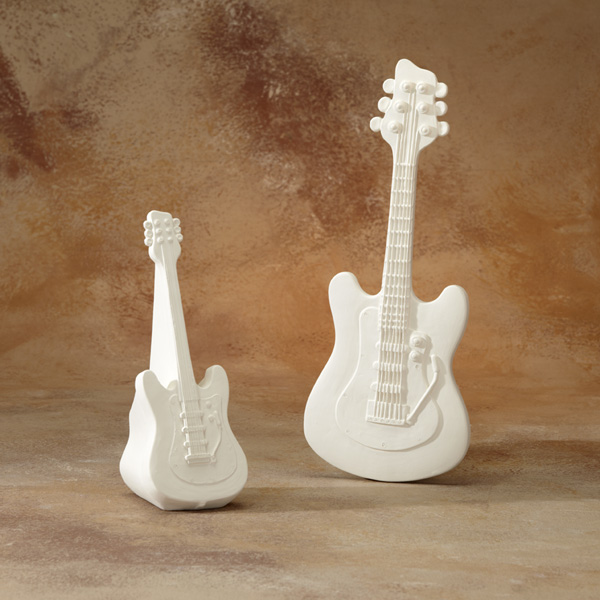 Electric Guitar Plaque by Gare Leaders in Ceramic Bisque and the