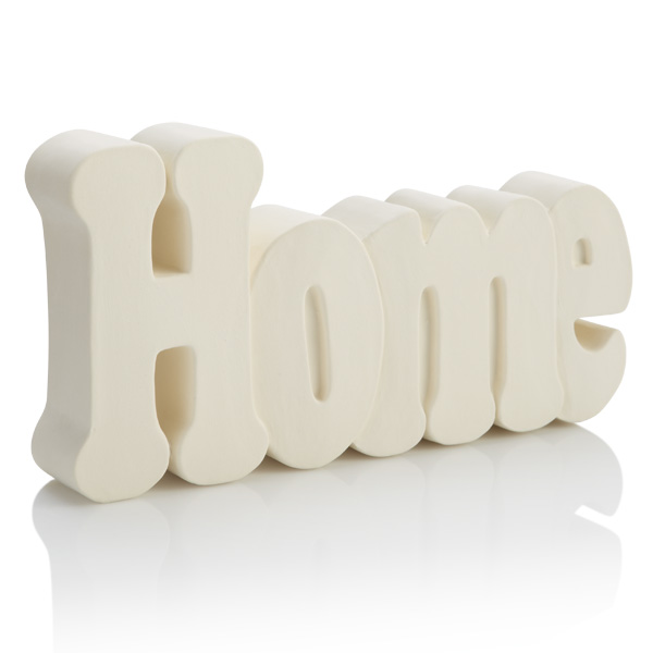 HOME Word Plaque by Gare Leaders in Ceramic Bisque and the PaintYour