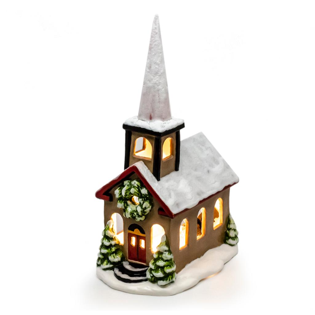 Village Church Lantern by Gare Leaders in Ceramic Bisque and the
