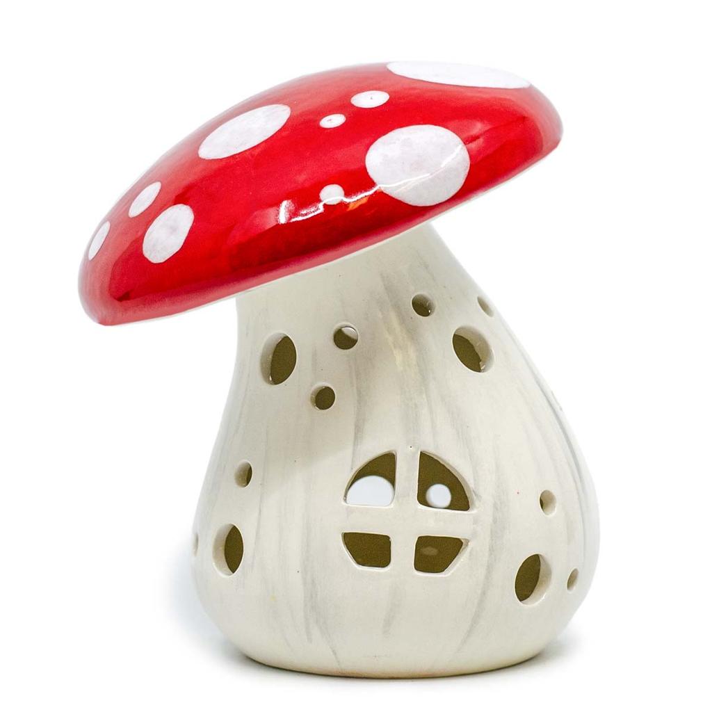 Medium Mushroom Lantern by Gare Leaders in Ceramic Bisque and the