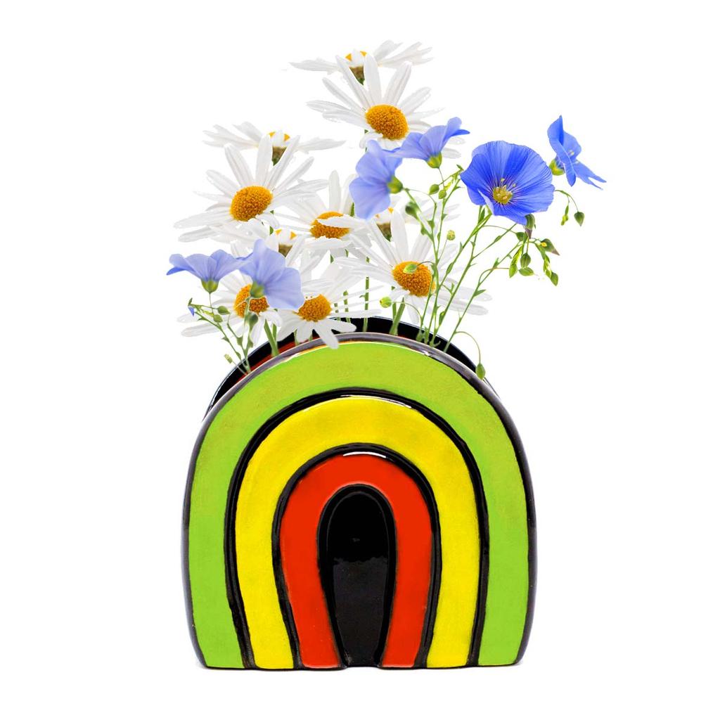 Happy Rainbow Vase by Gare Leaders in Ceramic Bisque and the Paint
